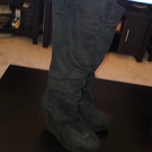 Knee high wedge boots